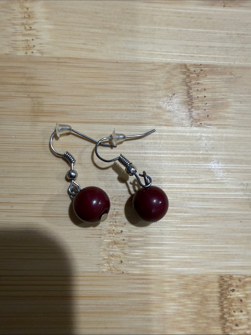 Classic Burgundy Bead Drop Earrings - Women Jewelry